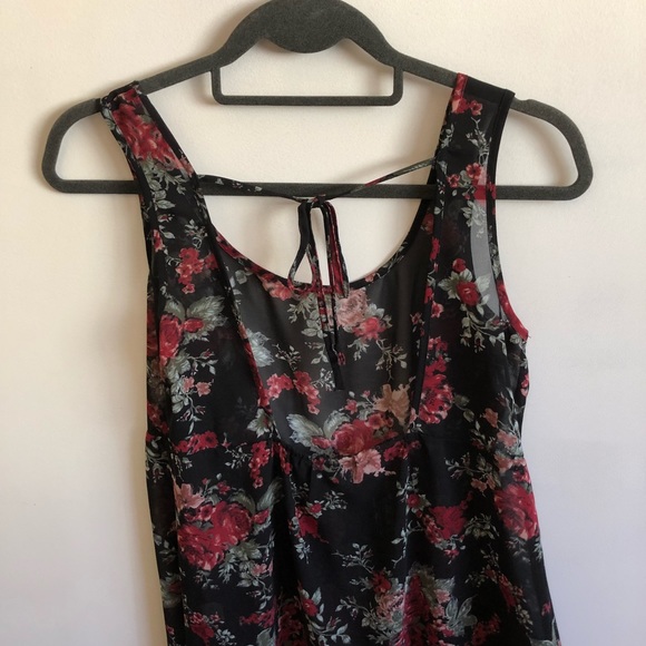 Floral Chiffon Tank Top Tie Back - Picture 4 of 5